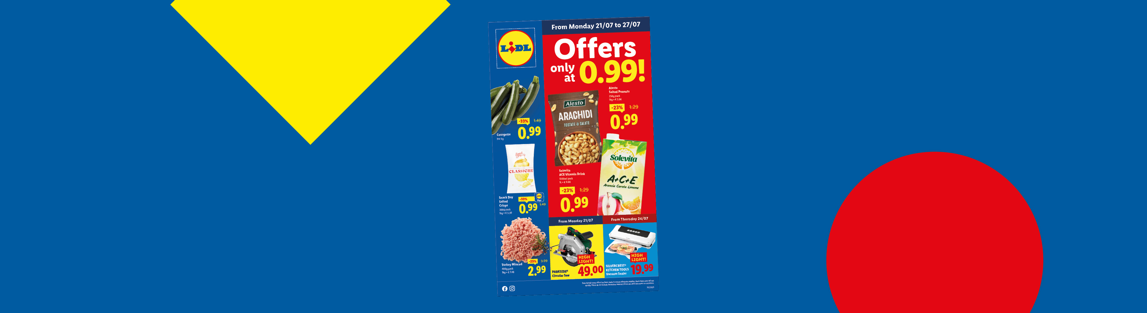 Lidl leaflet with offers valid from 21/07, on a blue background