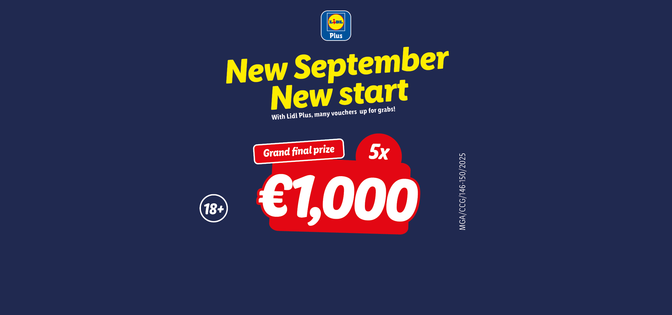 Lidl Plus promotion for September, offering a grand prize of 5x €1,000.