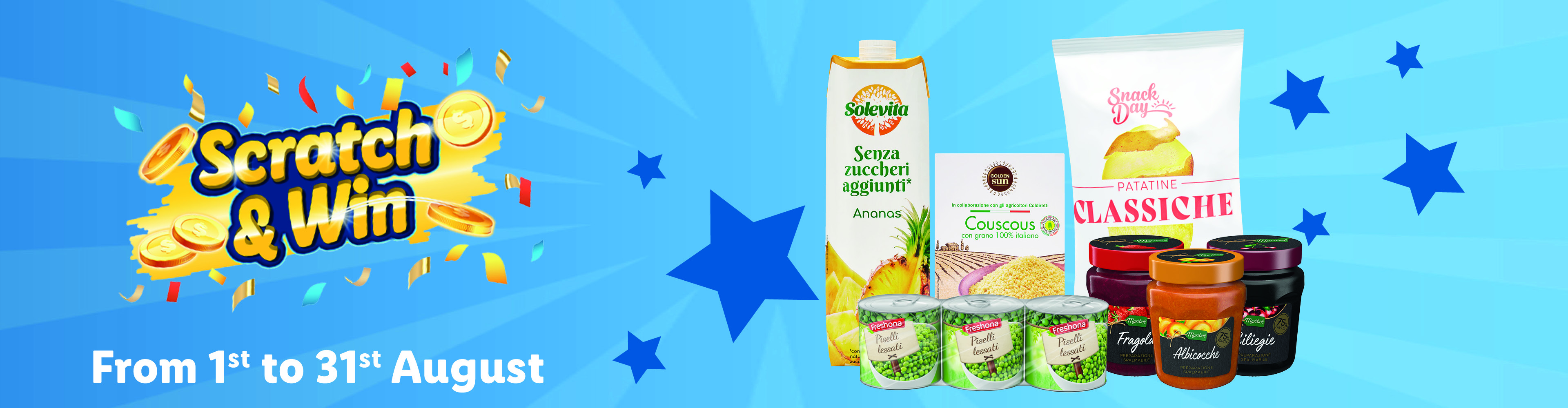 Scratch & Win rewards running from August 1st to 31st.